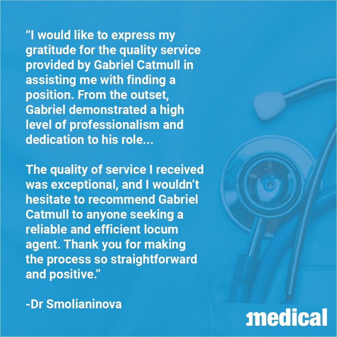 Congrats to Gabriel Catmull for a great testimonial from one of our locum doctors. He received 3 Google reviews in one w...